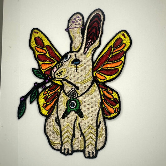 Cosmic Bunny Trippy Psychedelic Embroidered Patch Iron on 3”