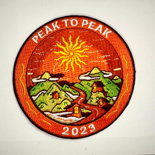 HIKING TRIPPY PATCH PEAK TO PEAK MOUNTAINS 2023 3” IRON ON