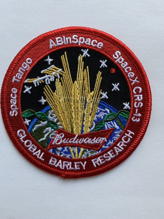 BUDWEISER GLOBAL BARLEY RESEARCH SPACEX NASA SPX-13 CRS-13 ISS Mission PATCH