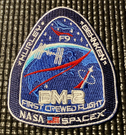 NASA SPACEX DM-2 FIRST CREWED FLIGHT - F9 ISS MISSION PATCH