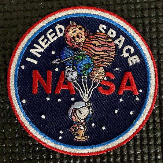 NASA - I NEED SPACE PATCH - ASTRONAUT PLANET BALLOON - 3.5”