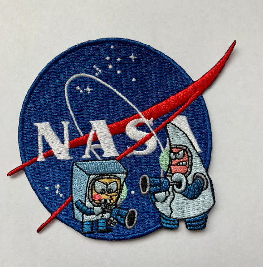 SPONGE & PATRICK CARTOON NASA MISSION PATCH  3" NASA SPACEX