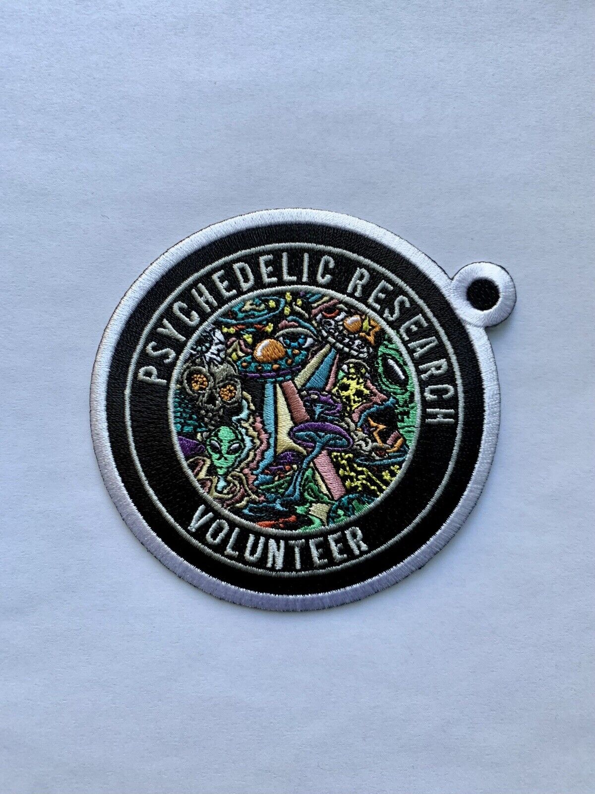 Psychedelic Researcher Volunteer Iron-On/Sew-On Patch Emo Punk 3.5” Embroidered