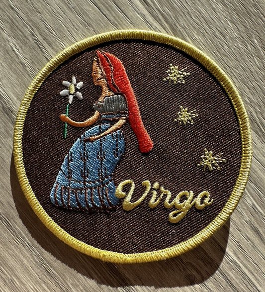 Virgo Earth Sign Astrological Horoscope Symbol Embroidered Patch Iron on 3.5”