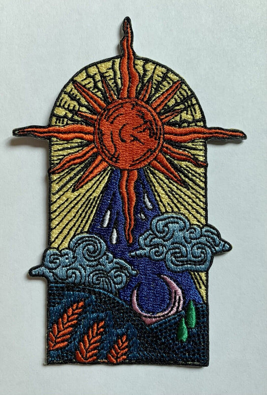 Van Gogh Art Inspired Sun And Moon Embroidered Patch Iron on 3”
