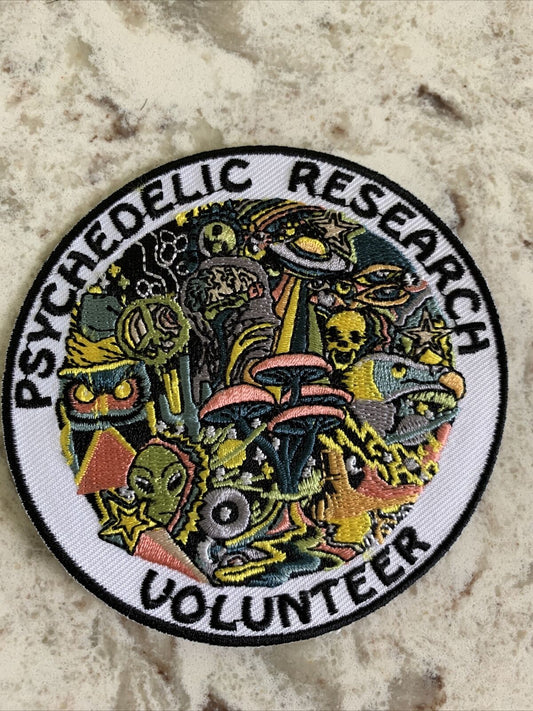 Original Psychedelic Researcher Volunteer Iron-On/Sew-On 3.5” Embroidered
