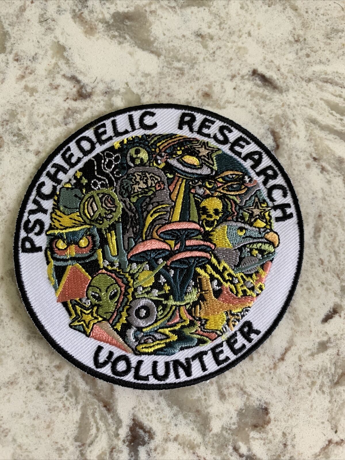 Original Psychedelic Researcher Volunteer Iron-On/Sew-On 3.5” Embroidered