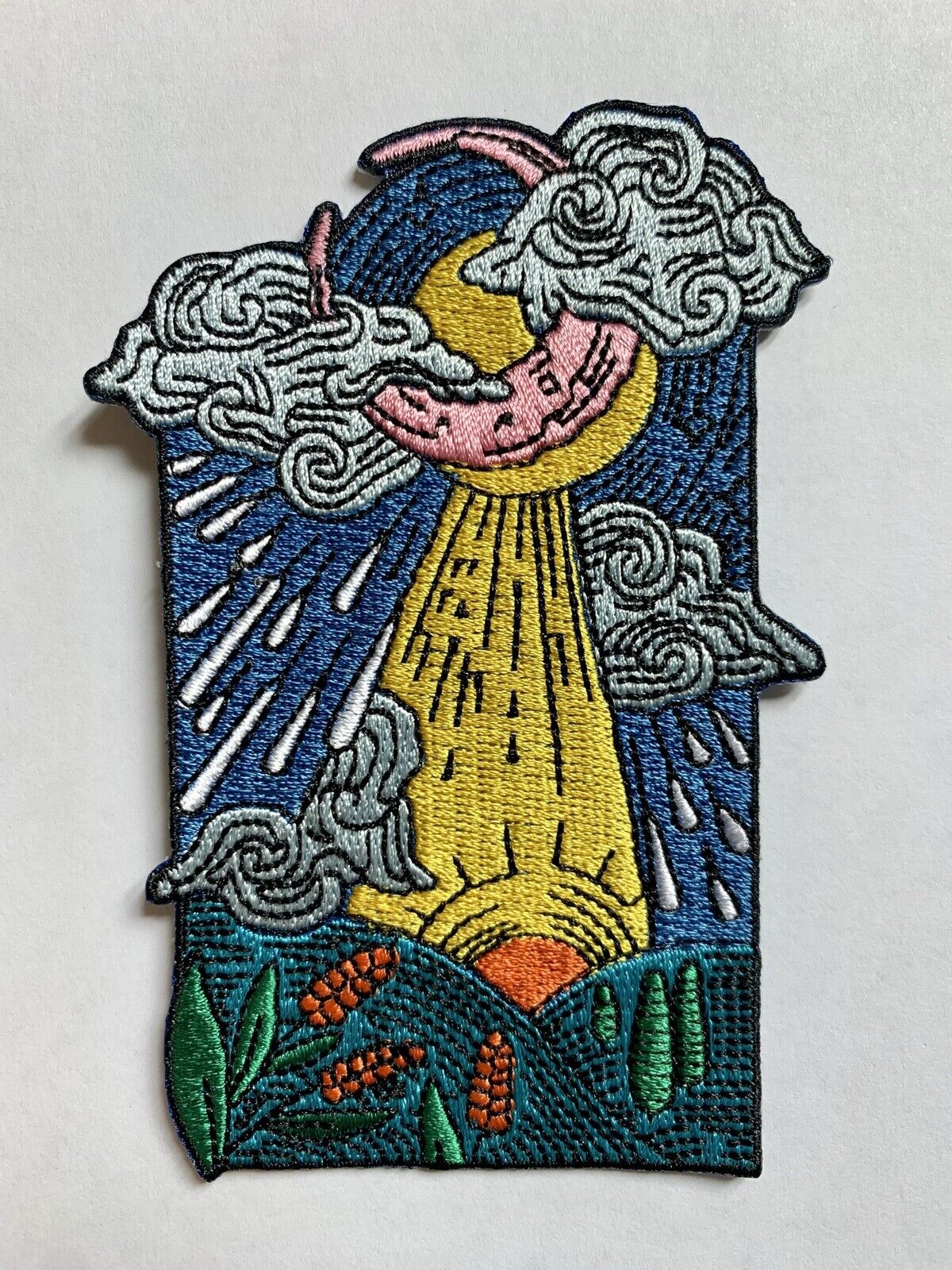 Van Gogh Art Inspired Moon And Sun Embroidered Patch Iron on 3”