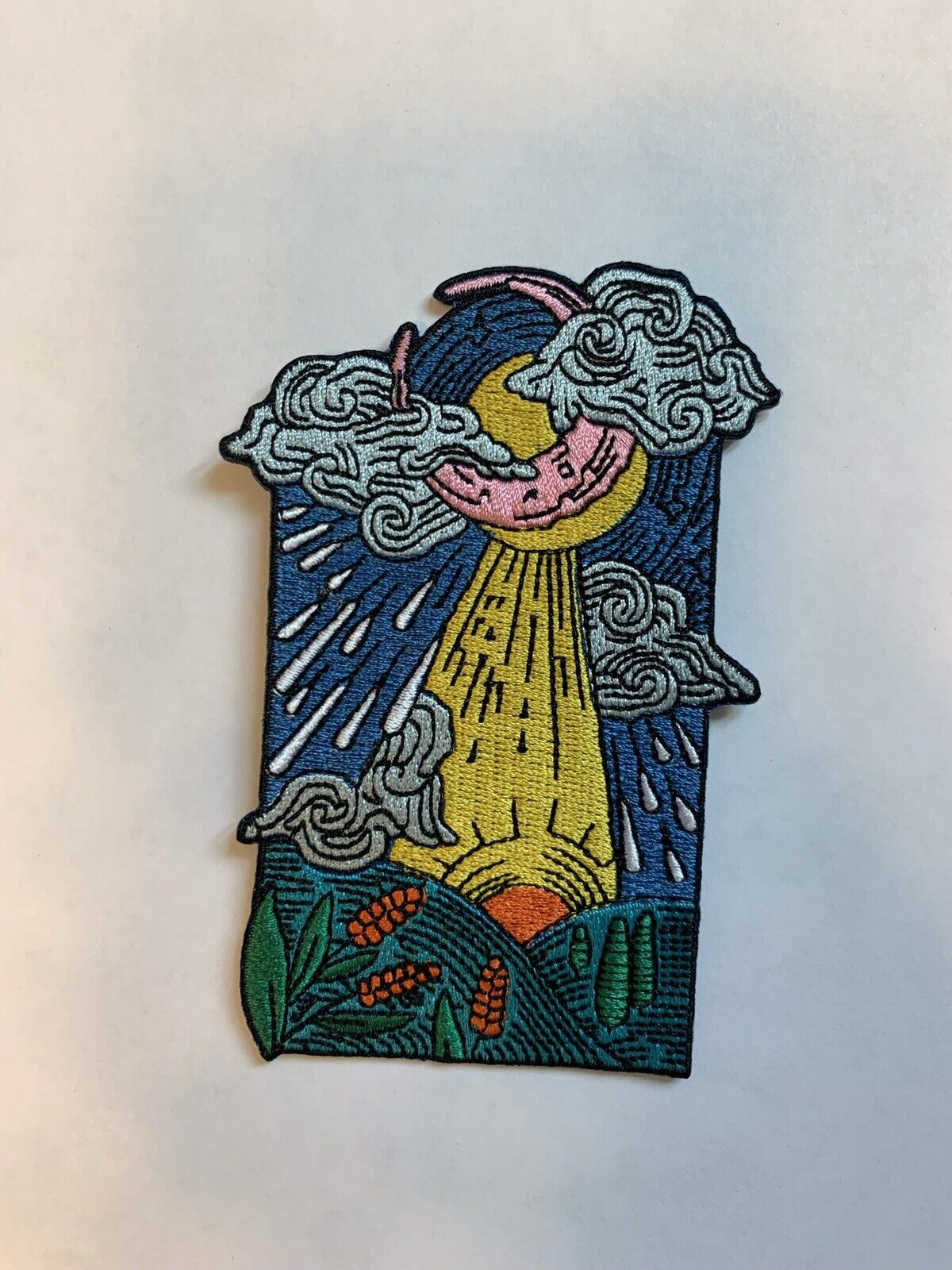 Van Gogh Art Inspired Moon And Sun Embroidered Patch Iron on 3”